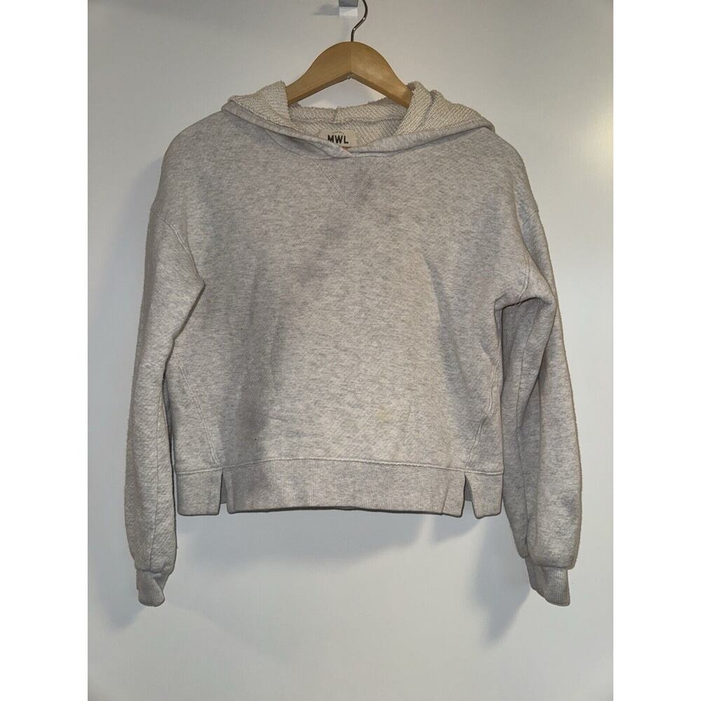 Madewell MWL Women Sweatshirt Size XXS Grey Cropped Hoodie Sweater